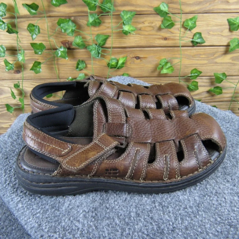 Nunn Bush Mens 10 Brown Leather‎ Fisherman Sandal Adjustable Strap Casual Shoe